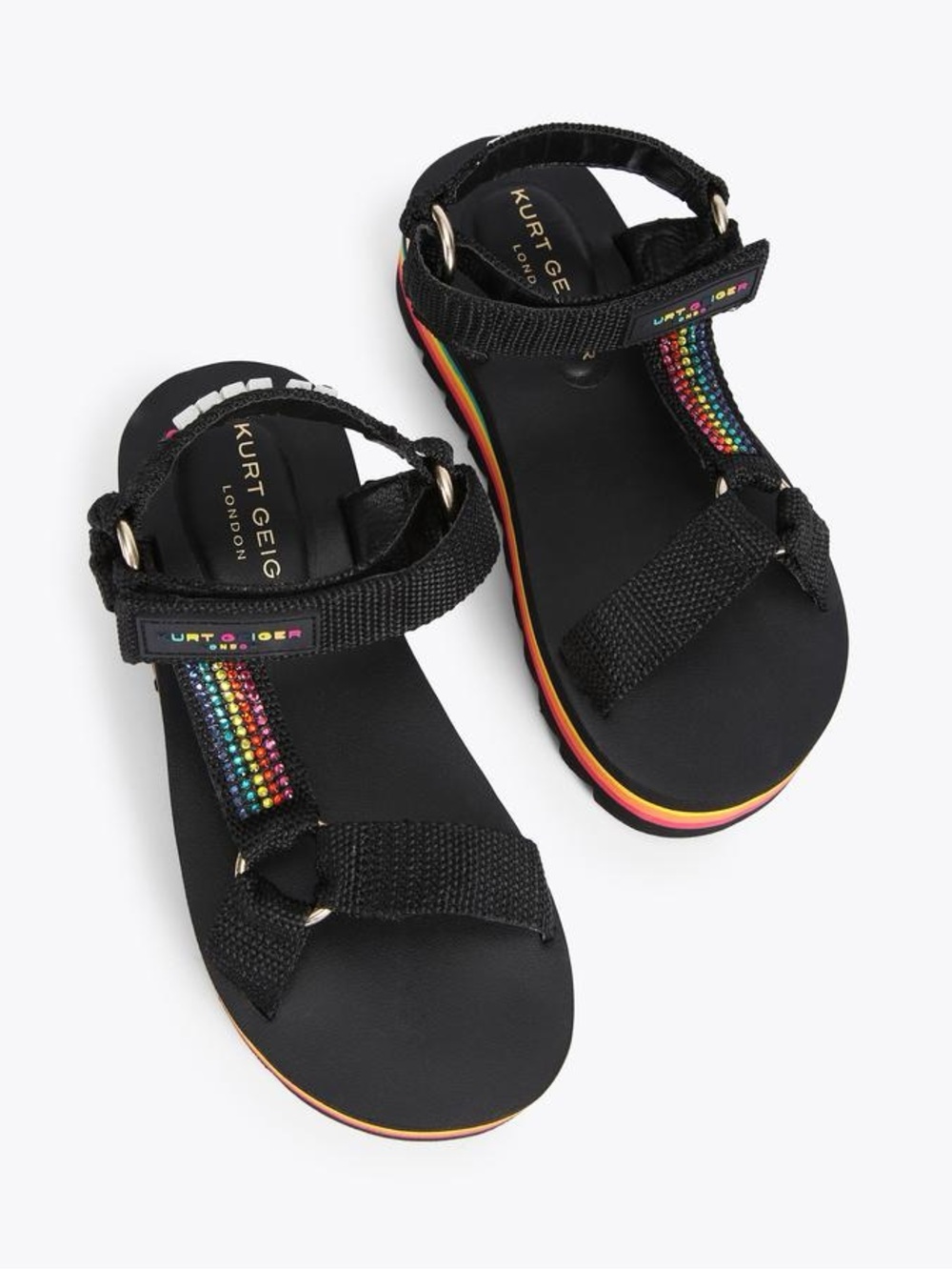 Kurt Geiger London Kids Mini Olivia Black Sandals with Rainbow Beads Sz: 5
